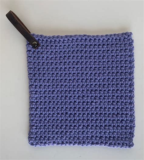 Potholder Hot Pad Trivet Cotton And Leather Or Suede Etsy