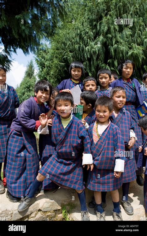 School Children Bhutan Asia Stock Photo Alamy