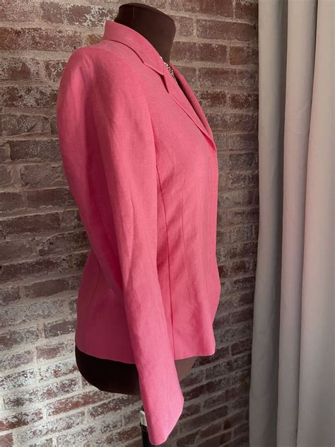 Talbots Petites Linen Blend Pink Button Classic Bla Gem