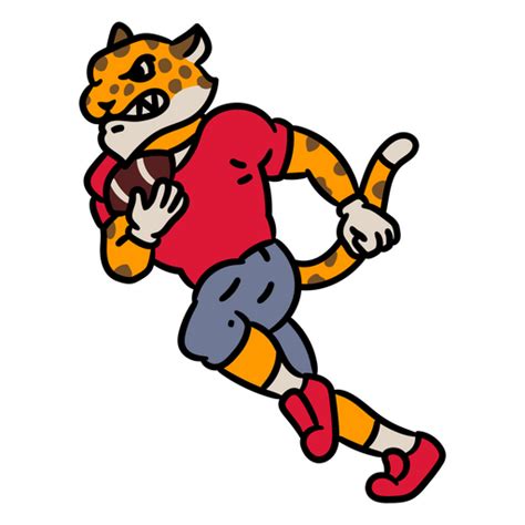 Cartoon Tiger Running With A Football PNG & SVG Design For T-Shirts