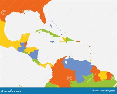 Mapa Político De Centroamérica Y El Caribe Ilustración del Vector ...