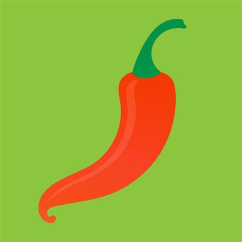Premium Vector Hot Red Pepper On A Green Backgroudn Chili Papper