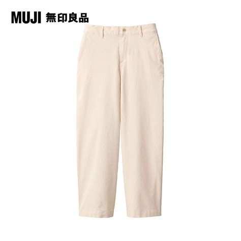 Muji 無印良品 女有機棉混縱橫彈性綾織寬擺褲 Pchome 24h購物