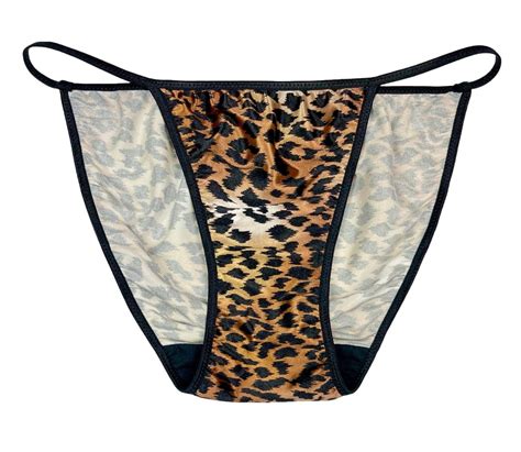 Second Skin Satin String Bikini Panty Leopard Print Etsy
