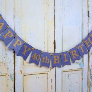 Happy Birthday Banner Blue and Gold Birthday Banner Add - Etsy