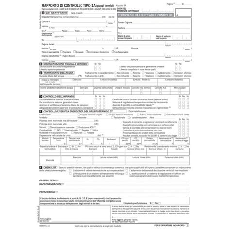 Rapporto Di Controllo Di Efficienza Energetica Tipo 1A Gruppi Termici