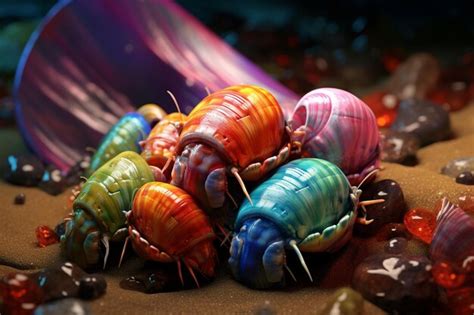 Premium Photo | Hermit crabs in colorful shells