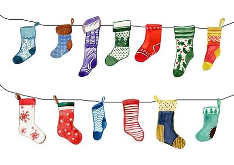 Socks Watercolor Clipart Christmas Sock Clipart Winter Etsy