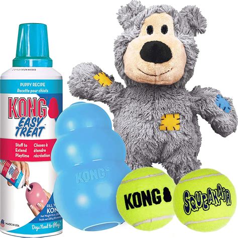 Pet Supplies : KONG Puppy Starter Dog Toy Kit - Interactive Puppy Toys ...