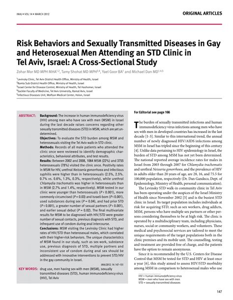 PDF Risk Behaviors And Sexually Transmitted Diseases In Gay And Heterosexual Men Attending An