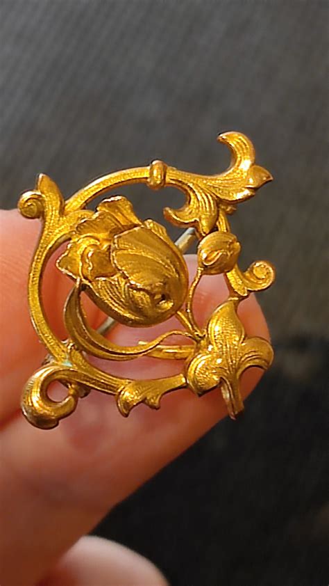 Broche Ancienne ART NOUVEAU En Plaqué or FIX Pin Vintage Etsy