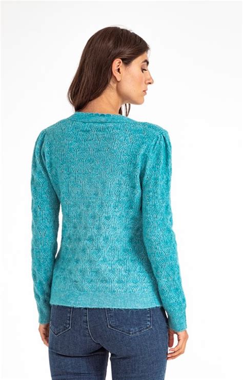 Cardigan Col V Maille Fantaisie Boutons Armand Thiery