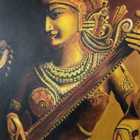 Goddess Saraswati Veena Dharini Painting By Tejaswi Poojari Saatchi Art