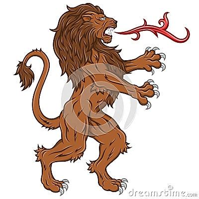 Rampant Lion Heraldic Design Cartoon Vector Cartoondealer