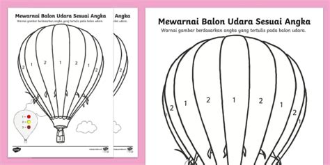 Mewarnai Balon Udara Berdasarkan Angka Teacher Made