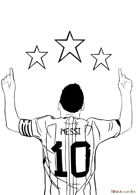 Coloriage De Messi Le Footballeur Imprimer Avec T Te Modeler