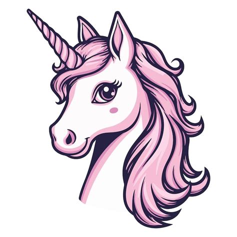 Vector Dessin Anim Dr Le Mignon F Es Roses T Te De Licorne Avec Corne