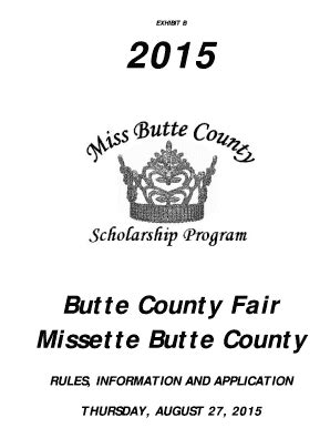 Fillable Online Buttecountyfair Miss Missette Butte County Application