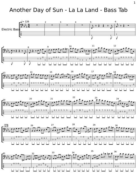 Another Day Of Sun La La Land Bass Tab Sheet Music For Electric Bass Bass Tabs Sheet