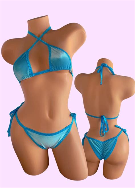 Sexy Bikini Velvet Set Exotic Dance Wear Sexy Bikini Stripper Outfits