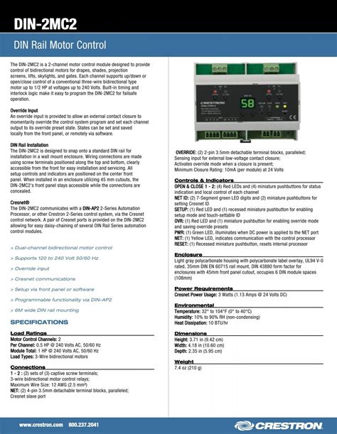 Crestron DIN 2MC2 Custom Controls