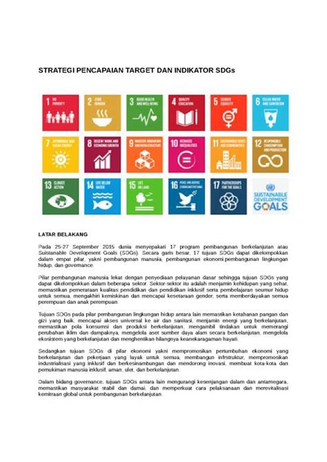 Strategi Pencapaian Target Dan Indikator Sdgs