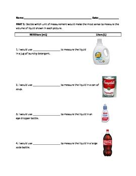 Liters And Milliliters Worksheets