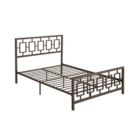 Dawn Queen Size Geometric Platform Bed Frame Iron Modern Low Profil