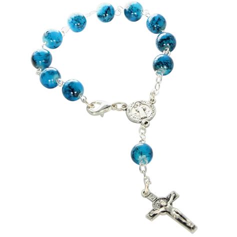 Rosary With Medal Of Saint Benedict Color Blue