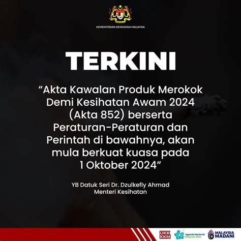 Akta 852 Perincian Akta Kawalan Produk Merokok 2024