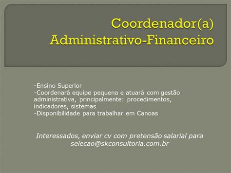 Coordenador(a) Administrativo-Financeiro