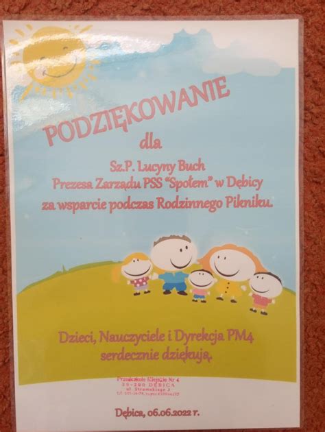 Podzi Kowania Przedszkole Miejskie Nr W D Bicy