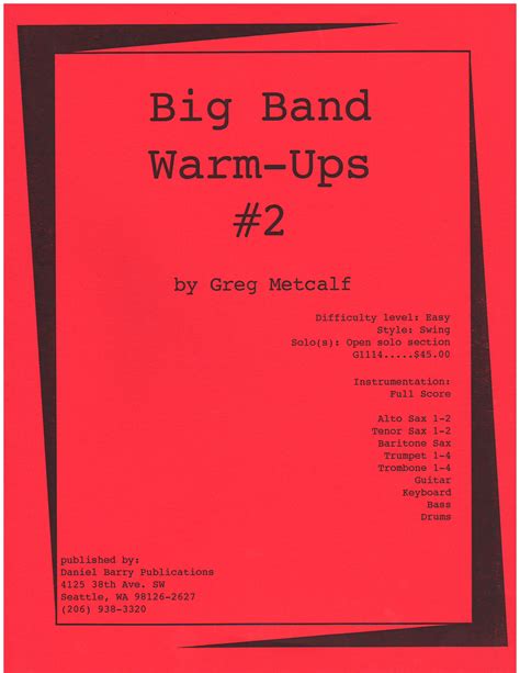 BIG BAND WARM UPS 2 By Composer Performer Ensemble Warm Ups