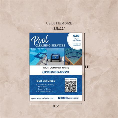 Professional Pool Service Flyer, Editable Canva Template, Marketing