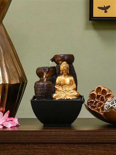 Buy Athome By Nilkamal Brown Gold Toned Meditating Buddha Water