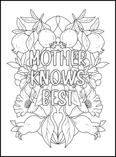 Mothers Day Adult Coloring Pages 18865911 Vector Art At Vecteezy