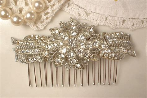 1920s Art Deco Nouveau Rhinestone Filigree Bridal Hair Comb Etsy