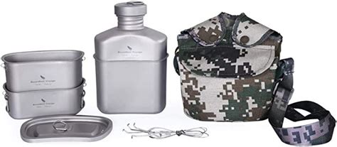 Boundless Voyage Titanium Military Canteen Cups Set Outdoor Camping