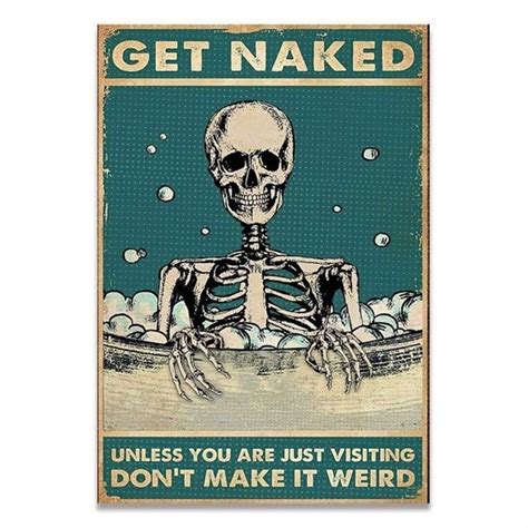 Vintage Canvas Poster Get Naked Unless You Are Just Visiting Inspire