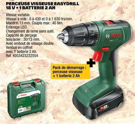 Promo Perceuse Visseuse Easydrill V Batterie Ah Bosch Chez