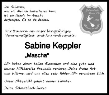 Traueranzeigen von Sabine Keppler Schwarzwälder Bote Trauer