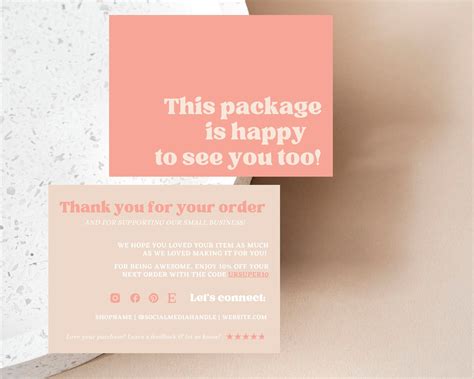 Editable peach business thank you card template coral printable thanks