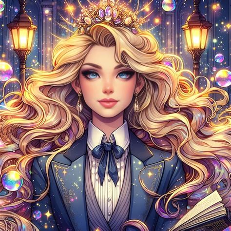 Premium Photo Woman With Long Blonde Hair Wearing A Tiara And Holding A Book