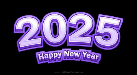 Free Happy New Year 2025 Purple and Black Background