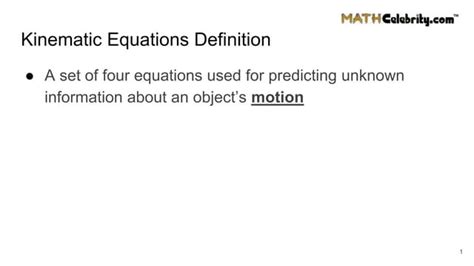 Kinematic equations | PPT