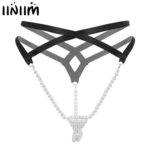 Women Sexy Pearl Panties Mini Slip Tanga Thong Sissy Hot T Back Lingerie Femme Bikini G