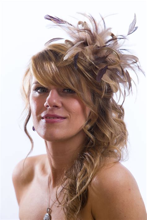 Taupe Nude Satin And Feathers With Brown Highlights Small Feather Fascinator Hat Abbie