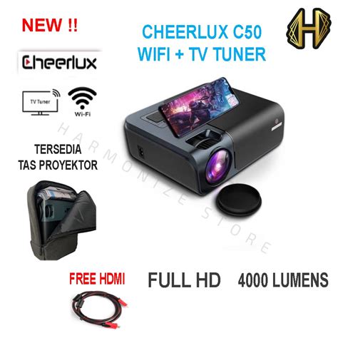 Jual Proyektor CHEERLUX C50 Wifi TV Tuner LED Projektor Full HD 4000