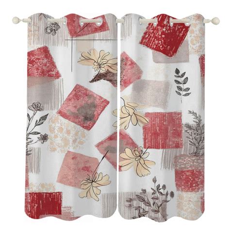 Abstract Floral Red Pattern Design Sunshade Curtains Home Bedroom