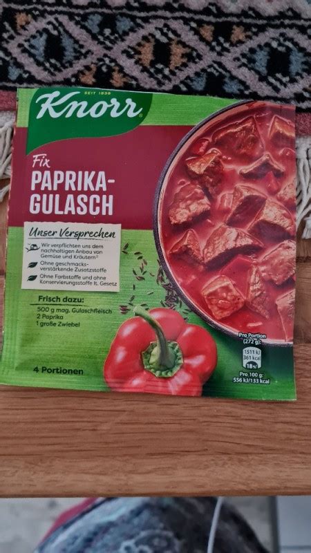 Knorr Fix Paprika Gulasch Kalorien Fertiggerichte Fddb